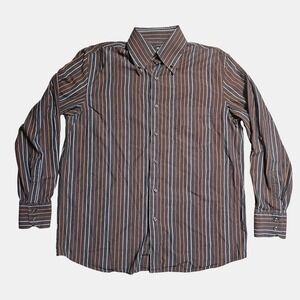 Anna Mauro Le Camicie Stripe Button Down Long Sleeve Shirt 15 3/4 Smart Casual‎